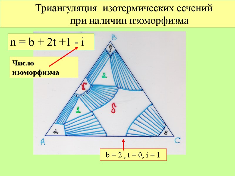 Триангуляция  изотермических сечений   при наличии изоморфизма  n = b +